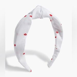 J.Crew Printed Knot Headband, White/ Red